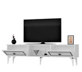 Comodă TV Nil, Diverse culori, 150x30x45 cm - Alb - Argintiu | SKU: 475OLV2640 | Comodă TV Nil, 150x30x45 cm, varianta Alb - Argintiu, produs pentru amenajarea locuinței, disponibil online în România la CasaMob