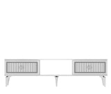 Comodă TV Nil, Diverse culori, 150x30x45 cm - Alb - Argintiu | SKU: 475OLV2640 | Comodă TV Nil, 150x30x45 cm, varianta Alb - Argintiu, produs pentru amenajarea locuinței, disponibil online în România la CasaMob