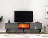 Comodă TV Vania Fireplace, Diverse culori, 150x30x50 cm - Antracit - Auriu | SKU: 475OLV2651 | Comodă TV Vania Fireplace, 150x30x50 cm, varianta Antracit - Auriu, produs pentru amenajarea locuinței, disponibil online în România la CasaMob