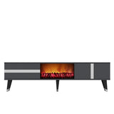 Comodă TV Vania Fireplace, Diverse culori, 150x30x50 cm - Antracit - Argintiu | SKU: 475OLV2652 | Comodă TV Vania Fireplace, 150x30x50 cm, varianta Antracit - Argintiu, produs pentru amenajarea locuinței, disponibil online în România la CasaMob