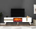 Alb - Auriu | SKU: 475OLV2653 | Comodă TV Vania Fireplace, 150x30x50 cm, varianta Alb - Auriu, produs pentru amenajarea locuinței, disponibil online în România la CasaMob