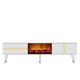 Comodă TV Vania Fireplace, Diverse culori, 150x30x50 cm - Alb - Auriu | SKU: 475OLV2653 | Comodă TV Vania Fireplace, 150x30x50 cm, varianta Alb - Auriu, produs pentru amenajarea locuinței, disponibil online în România la CasaMob