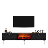 Comodă TV Arona Fireplace, Diverse culori, 150x30x45 cm - Alb - Antracit | SKU: 475OLV2660 | Comodă TV Arona Fireplace, 150x30x45 cm, varianta Alb - Antracit, produs pentru amenajarea locuinței, disponibil online în România la CasaMob