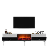 Comodă TV Arona Fireplace, Diverse culori, 150x30x45 cm - Alb - Antracit | SKU: 475OLV2660 | Comodă TV Arona Fireplace, 150x30x45 cm, varianta Alb - Antracit, produs pentru amenajarea locuinței, disponibil online în România la CasaMob