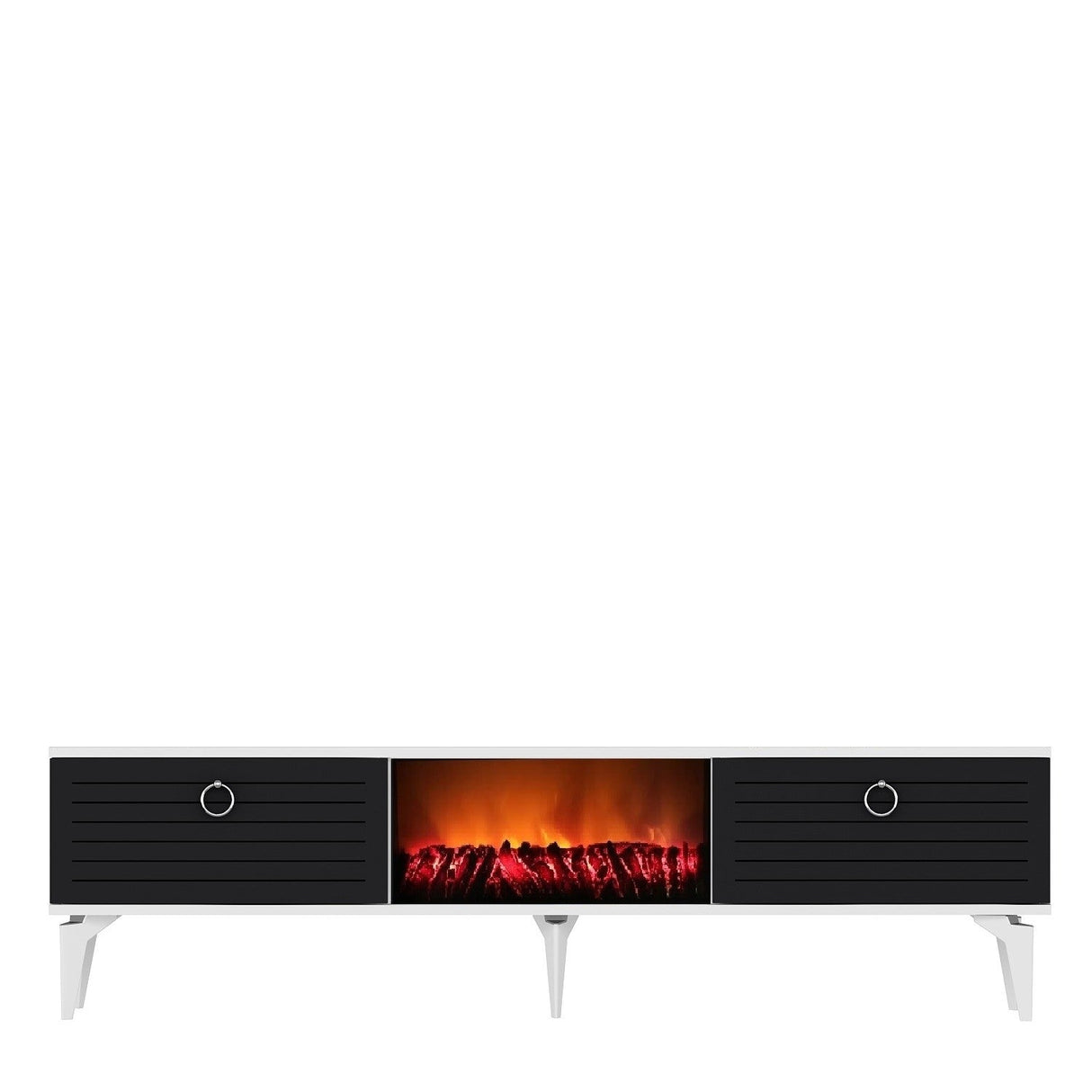 Comodă TV Arona Fireplace, Diverse culori, 150x30x45 cm - Alb - Antracit | SKU: 475OLV2660 | Comodă TV Arona Fireplace, 150x30x45 cm, varianta Alb - Antracit, produs pentru amenajarea locuinței, disponibil online în România la CasaMob