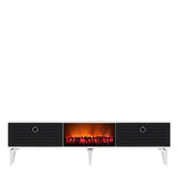 Comodă TV Arona Fireplace, Diverse culori, 150x30x45 cm - Alb - Antracit | SKU: 475OLV2660 | Comodă TV Arona Fireplace, 150x30x45 cm, varianta Alb - Antracit, produs pentru amenajarea locuinței, disponibil online în România la CasaMob
