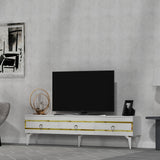 Comodă TV Ipek, Diverse culori - Alb - Auriu | SKU: 475OLV2707 | Comodă TV Ipek, varianta Alb - Auriu, produs pentru amenajarea locuinței, disponibil online în România la CasaMob