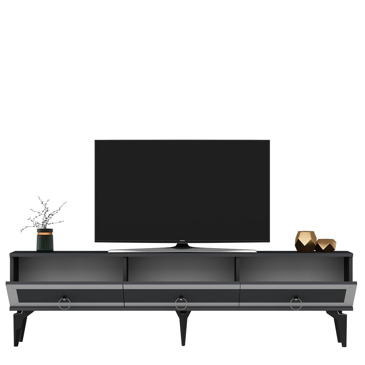 Antracit - Argintiu | SKU: 475OLV2719 | Comodă TV Ponny, varianta Antracit - Argintiu, produs pentru amenajarea locuinței, disponibil online în România la CasaMob