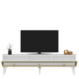 Comodă TV Ponny, Diverse culori - Alb - Auriu | SKU: 475OLV2720 | Comodă TV Ponny, varianta Alb - Auriu, produs pentru amenajarea locuinței, disponibil online în România la CasaMob