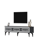 Comodă TV Karya, Diverse culori - Antracit - Argintiu | SKU: 475OLV2723 | Comodă TV Karya, varianta Antracit - Argintiu, produs pentru amenajarea locuinței, disponibil online în România la CasaMob