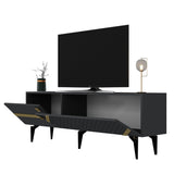 Comodă TV Iris, Diverse culori - Antracit - Auriu | SKU: 475OLV2726 | Comodă TV Iris, varianta Antracit - Auriu, produs pentru amenajarea locuinței, disponibil online în România la CasaMob