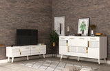 Set mobilă pentru sufragerie Moda, Diverse culori - Alb - Auriu | SKU: 475OLV2791 | Set mobilă pentru sufragerie Moda, varianta Alb - Auriu, produs pentru amenajarea locuinței, disponibil online în România la CasaMob