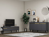 Set mobilă pentru sufragerie Defne, Diverse culori - Antracit - Auriu | SKU: 475OLV2797 | Set mobilă pentru sufragerie Defne, varianta Antracit - Auriu, produs pentru amenajarea locuinței, disponibil online în România la CasaMob