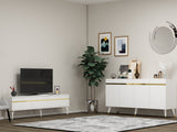 Set mobilă pentru sufragerie Defne, Diverse culori - Alb - Auriu | SKU: 475OLV2799 | Set mobilă pentru sufragerie Defne, varianta Alb - Auriu, produs pentru amenajarea locuinței, disponibil online în România la CasaMob