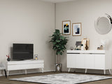 Set mobilă pentru sufragerie Defne, Diverse culori - Alb - Argintiu | SKU: 475OLV2800 | Set mobilă pentru sufragerie Defne, varianta Alb - Argintiu, produs pentru amenajarea locuinței, disponibil online în România la CasaMob