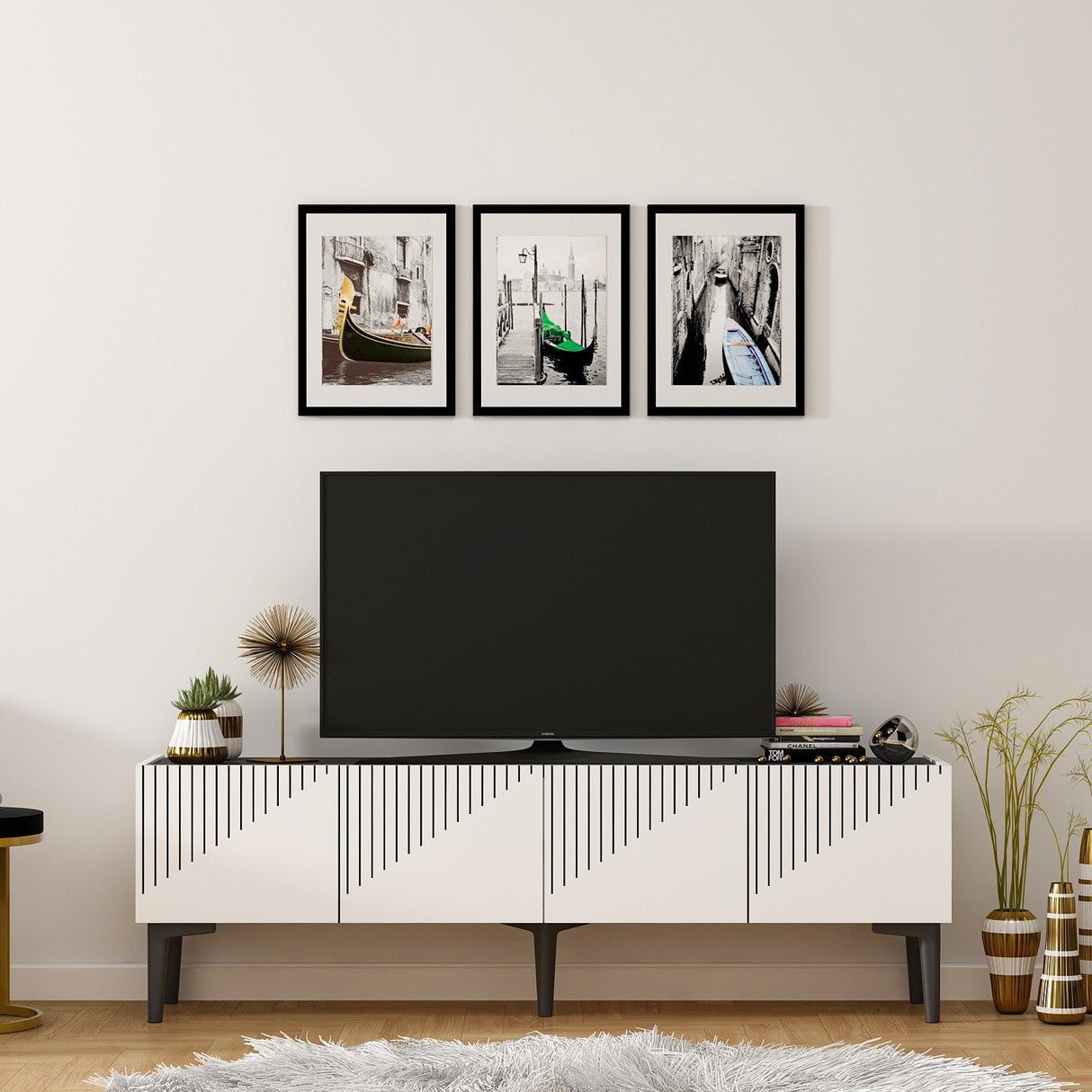 Set mobilă pentru sufragerie Draw, Diverse culori - Alb - Negru | SKU: 475OLV2802 | Set mobilă pentru sufragerie Draw, varianta Alb - Negru, produs pentru amenajarea locuinței, disponibil online în România la CasaMob