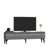 Comodă TV Defne, Diverse culori, 180x30x45 cm - Antracit - Auriu | SKU: 475OLV2901 | Comodă TV Defne, 180x30x45 cm, varianta Antracit - Auriu, produs pentru amenajarea locuinței, disponibil online în România la CasaMob