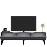 Comodă TV Defne, Diverse culori, 180x30x45 cm - Antracit - Auriu | SKU: 475OLV2901 | Comodă TV Defne, 180x30x45 cm, varianta Antracit - Auriu, produs pentru amenajarea locuinței, disponibil online în România la CasaMob