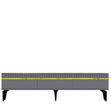 Comodă TV Defne, Diverse culori, 180x30x45 cm - Antracit - Auriu | SKU: 475OLV2901 | Comodă TV Defne, 180x30x45 cm, varianta Antracit - Auriu, produs pentru amenajarea locuinței, disponibil online în România la CasaMob