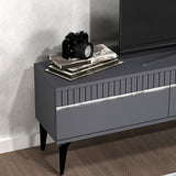 Comodă TV Defne, Diverse culori, 180x30x45 cm - Antracit - Argintiu | SKU: 475OLV2902 | Comodă TV Defne, 180x30x45 cm, varianta Antracit - Argintiu, produs pentru amenajarea locuinței, disponibil online în România la CasaMob