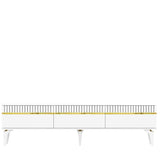 Comodă TV Defne, Diverse culori, 180x30x45 cm - Alb - Auriu | SKU: 475OLV2903 | Comodă TV Defne, 180x30x45 cm, varianta Alb - Auriu, produs pentru amenajarea locuinței, disponibil online în România la CasaMob
