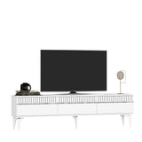 Comodă TV Defne, Diverse culori, 180x30x45 cm - Alb - Argintiu | SKU: 475OLV2904 | Comodă TV Defne, 180x30x45 cm, varianta Alb - Argintiu, produs pentru amenajarea locuinței, disponibil online în România la CasaMob