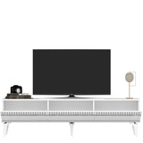 Comodă TV Defne, Diverse culori, 180x30x45 cm - Alb - Argintiu | SKU: 475OLV2904 | Comodă TV Defne, 180x30x45 cm, varianta Alb - Argintiu, produs pentru amenajarea locuinței, disponibil online în România la CasaMob