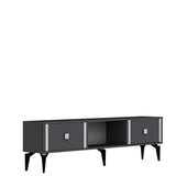 Comodă TV Doruk, Diverse culori, 150x30x45 cm - Antracit - Argintiu | SKU: 475OLV2930 | Comodă TV Doruk, 150x30x45 cm, varianta Antracit - Argintiu, produs pentru amenajarea locuinței, disponibil online în România la CasaMob