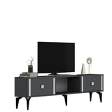 Comodă TV Doruk, Diverse culori, 150x30x45 cm - Antracit - Argintiu | SKU: 475OLV2930 | Comodă TV Doruk, 150x30x45 cm, varianta Antracit - Argintiu, produs pentru amenajarea locuinței, disponibil online în România la CasaMob