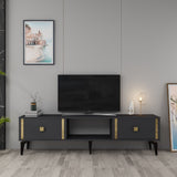 Comodă TV Doruk, Diverse culori, 150x30x45 cm - Antracit - Auriu | SKU: 475OLV2931 | Comodă TV Doruk, 150x30x45 cm, varianta Antracit - Auriu, produs pentru amenajarea locuinței, disponibil online în România la CasaMob