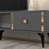 Comodă TV Doruk, Diverse culori, 150x30x45 cm - Antracit - Auriu | SKU: 475OLV2931 | Comodă TV Doruk, 150x30x45 cm, varianta Antracit - Auriu, produs pentru amenajarea locuinței, disponibil online în România la CasaMob
