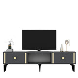 Comodă TV Doruk, Diverse culori, 150x30x45 cm - Antracit - Auriu | SKU: 475OLV2931 | Comodă TV Doruk, 150x30x45 cm, varianta Antracit - Auriu, produs pentru amenajarea locuinței, disponibil online în România la CasaMob