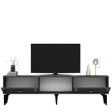 Comodă TV Doruk, Diverse culori, 150x30x45 cm - Antracit - Auriu | SKU: 475OLV2931 | Comodă TV Doruk, 150x30x45 cm, varianta Antracit - Auriu, produs pentru amenajarea locuinței, disponibil online în România la CasaMob