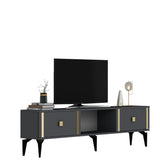 Comodă TV Doruk, Diverse culori, 150x30x45 cm - Antracit - Auriu | SKU: 475OLV2931 | Comodă TV Doruk, 150x30x45 cm, varianta Antracit - Auriu, produs pentru amenajarea locuinței, disponibil online în România la CasaMob