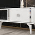 Alb - Argintiu | SKU: 475OLV2932 | Comodă TV Doruk, 150x30x45 cm, varianta Alb - Argintiu, produs pentru amenajarea locuinței, disponibil online în România la CasaMob