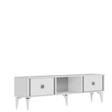 Comodă TV Doruk, Diverse culori, 150x30x45 cm - Alb - Argintiu | SKU: 475OLV2932 | Comodă TV Doruk, 150x30x45 cm, varianta Alb - Argintiu, produs pentru amenajarea locuinței, disponibil online în România la CasaMob