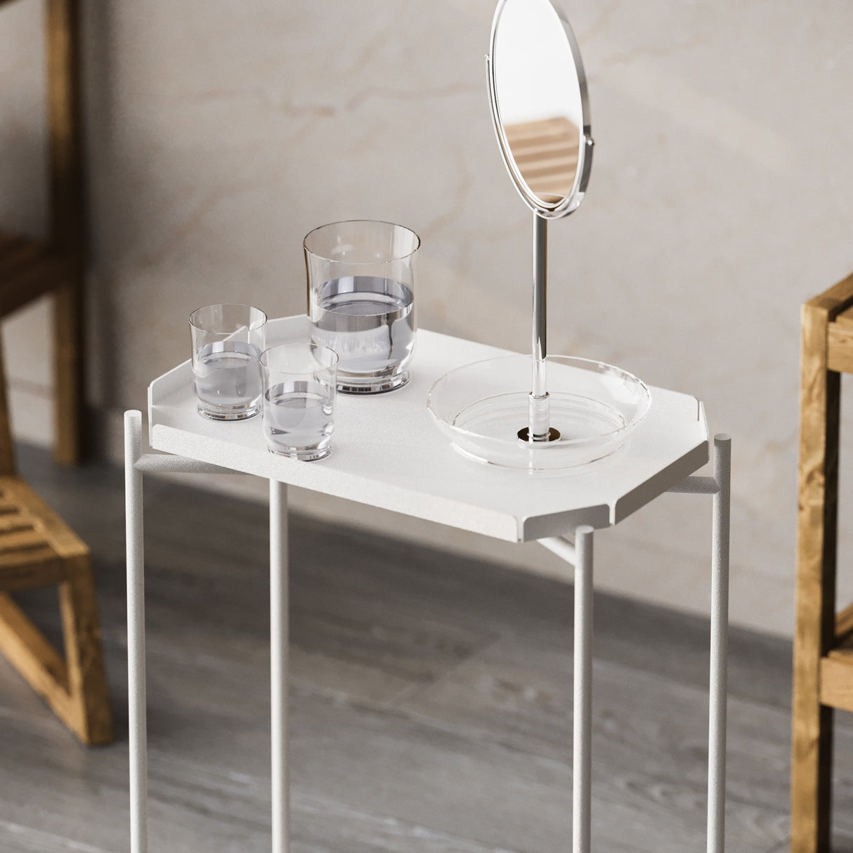 Măsuță de cafea Shb-009-B, Alb, 26x40x56 cm