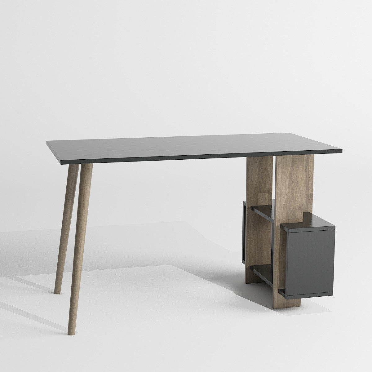 Birou Lagomood Side, Diverse culori, 120x60x73 cm - Antracit - Nuc | SKU: 492LGM1119 | Birou Lagomood Side, 120x60x73 cm, varianta Antracit - Nuc, produs pentru amenajarea locuinței, disponibil online în România la CasaMob