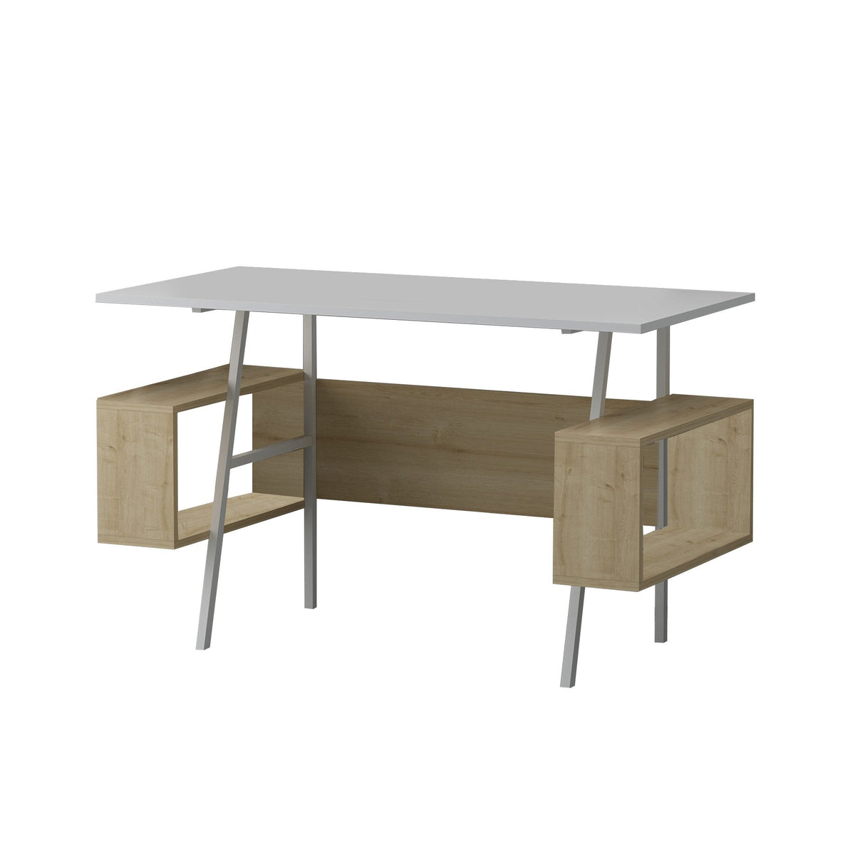 Birou Irony, Diverse culori, 120x60x74 cm - Alb - Stejar | SKU: 492LGM1174 | Birou Irony, 120x60x74 cm, varianta Alb - Stejar, produs pentru amenajarea locuinței, disponibil online în România la CasaMob