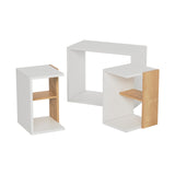 Set 3 măsuțe de cafea Bizayni, Alb - Stejar, 62x34x49 cm