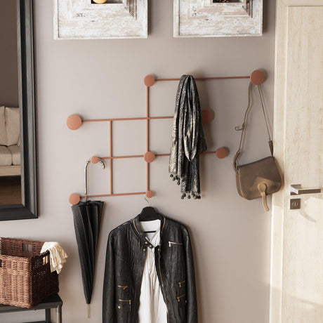 Cuier de hol metalic Metal Wall Hook Minimal 2, Cupru, 112x64x10 cm