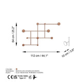 Cuier de hol metalic Metal Wall Hook Minimal 2, Cupru, 112x64x10 cm