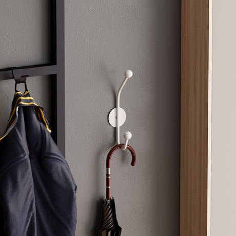 Cuier de hol metalic Metal Wall Hook Antonio 7, Alb, 6x9 cm