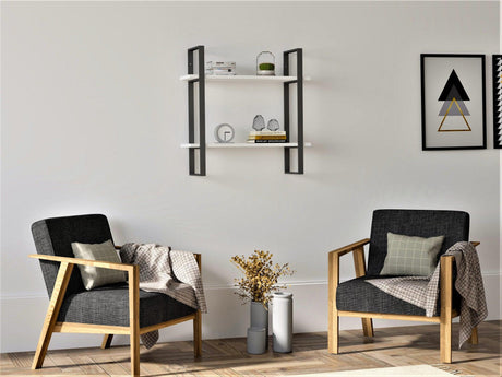 Raft de perete Buba cadru metal, 2 Rafturi, 70 x 70 x 22 cm