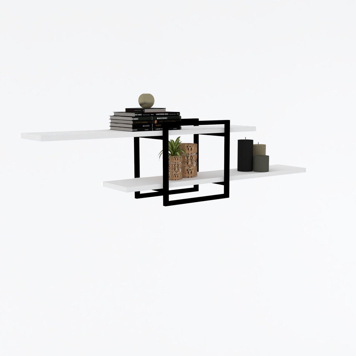 Raft de perete Mone cadru metal, 120 x 30 x 18 cm - alb, SKU 495SSE1120