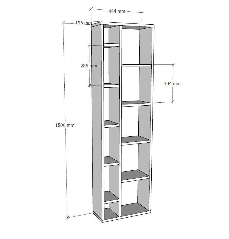 Bibliotecă Tomi, Antracit, 44x20x150 cm
