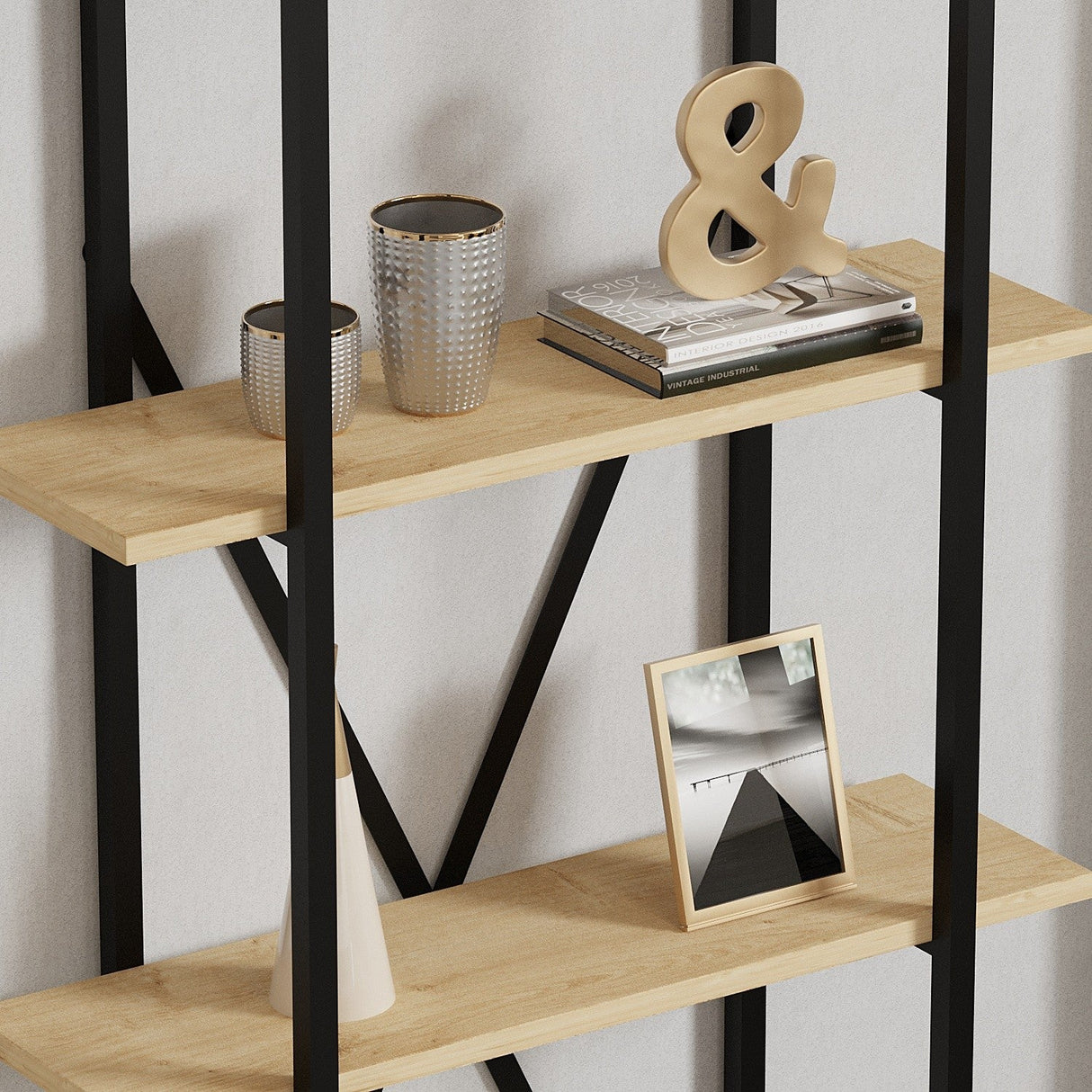 Bibliotecă Kinder, Diverse culori, 72x25x170 cm - Stejar - Negru | SKU: 495SSE1223 | Bibliotecă Kinder, 72x25x170 cm, varianta Stejar - Negru, produs pentru amenajarea locuinței, disponibil online în România la CasaMob