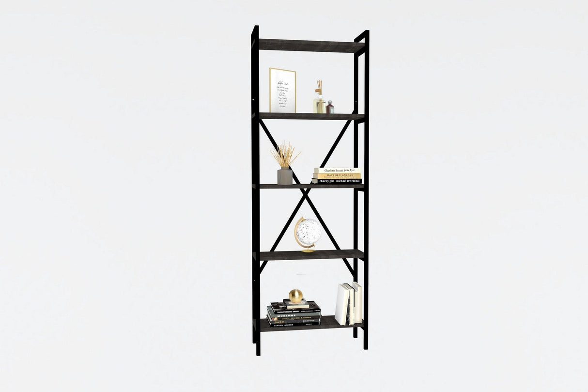 Bibliotecă Kinder, Diverse culori, 72x25x170 cm - Nuc - Negru | SKU: 495SSE1224 | Bibliotecă Kinder, 72x25x170 cm, varianta Nuc - Negru, produs pentru amenajarea locuinței, disponibil online în România la CasaMob