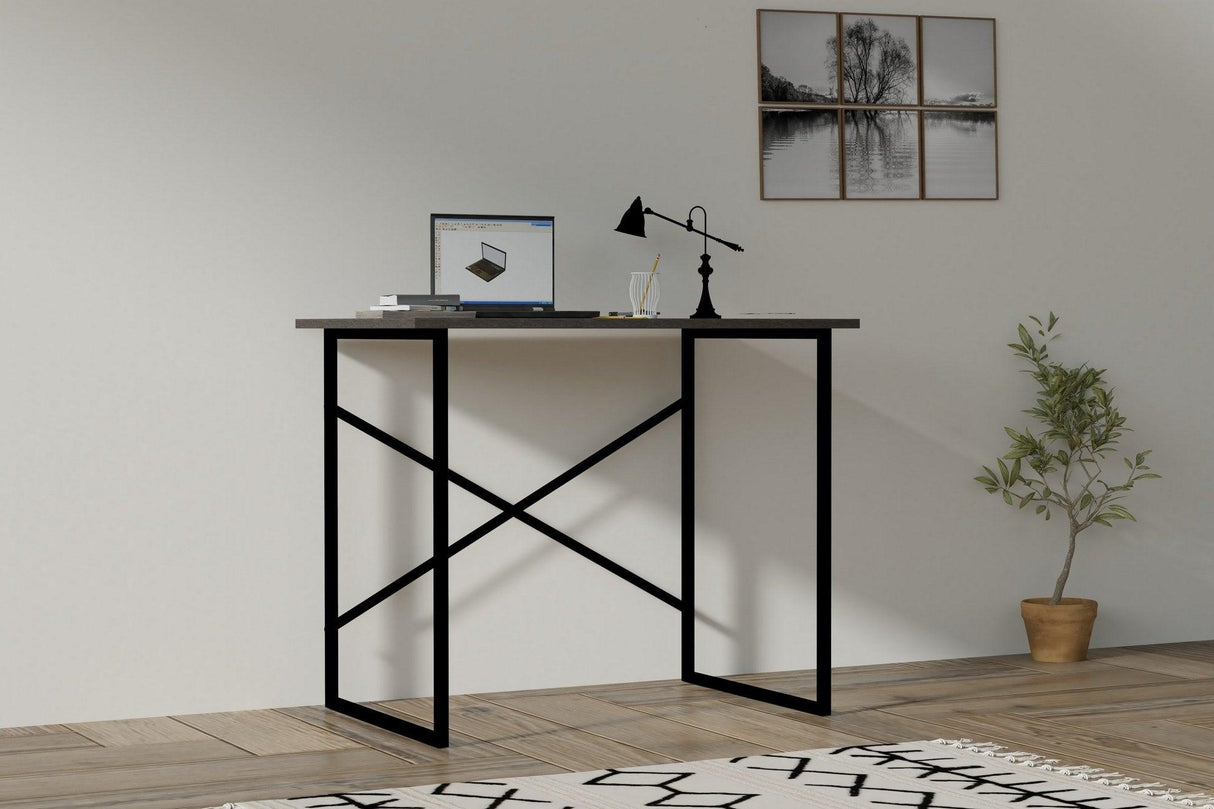 Birou Addi cu picioare metalice, 90 x 76 x 56 cm - Negru, SKU 495SSE1515