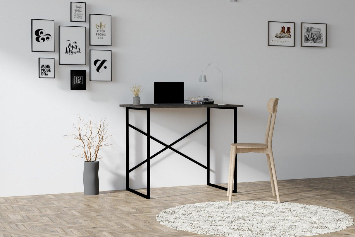 Birou Addi cu picioare metalice, 90 x 76 x 56 cm - Gri, SKU 495SSE1515